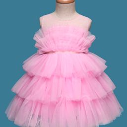 Mark & Mia Woven Sleeveless Solid Color Layered Mesh Party Dress - Pink-image-85