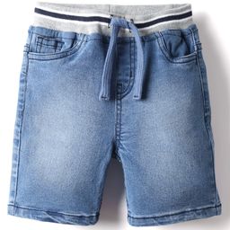 Babyhug Denim Solid Color Shorts With Stretch - Light Blue-image-13