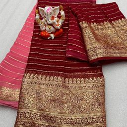 PAYAL CREATION Striped Zari Pure Georgette Maheshwari Saree-picture-18
