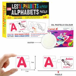 ankit toys & games Ankit Toys Alphabets Educational Jigsaw Puzzle in English & French with colour & clean activity Multicolor Set of 24 - 48 Pieces image 2