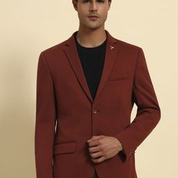 Cantabil Slim Fit Notched Lapel Long Sleeve Single Breasted Blazer-image-96