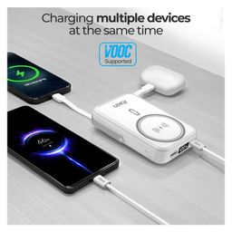 Foxin All-In-One Mag Pro Wireless Power Bank 10000 mAh - MagSafe Powerbank for iPhone with built-in Cables, Adjustable Metallic Stand & Digital LED Display - BIS Certified | 22.5W image 3