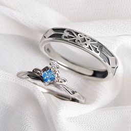Ringzinnie Set Of 2 Couple Silver-Plated Stone-Studded Adjustable Finger Ring-6