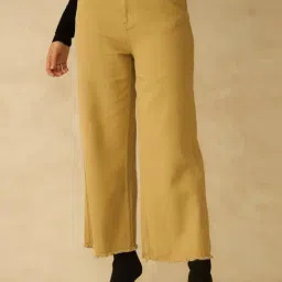 VIRGIO Olive Regular Fit Solid Pants-picture-16
