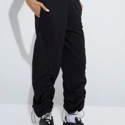 Studiofit by Westside Black Ruched High-Rise Cotton Track Pants-image-18