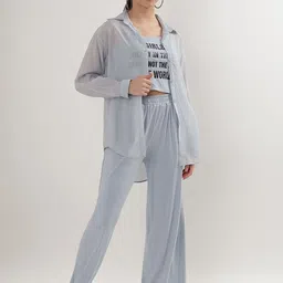 Beyond Pink Printed Pure Cotton Shirt Collar Shirt & Trousers With T-Shirt Co-Ords-image-47