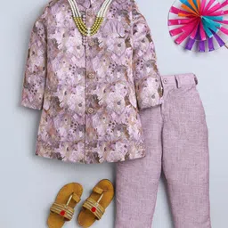 ahhaaaa Boys Printed Mandarin Collar Sherwani-picture-25