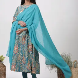 W Blue Plain Dupatta image 2