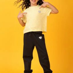 Anthrilo Boys Yellow & Black Cotton Regular Fit Joggers Set-image-61