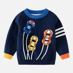 Little Surprise Box Kids Navy Printed Full Sleeves Sweater-image-27