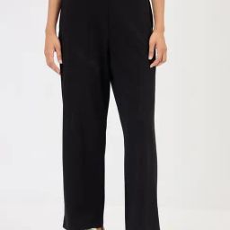 FEMMELLA Black Cotton Solid Mid Rise Trousers-image-88