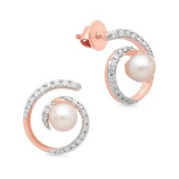 Malabar Gold and Diamonds 18k Rose Gold Diamond Stud Earrings-picture-4