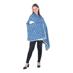 Elementary Premium Organic Cotton Blockprinted Multi Purpose Nursing Cover - Blue-image-8