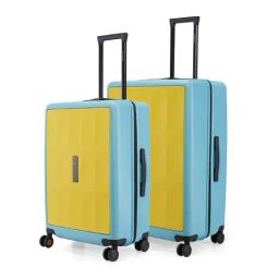 Nasher Miles Zanzibar Yellow & Blue 8 Wheels Large Hard Cabin Trolley Bag Set of 2-image-60
