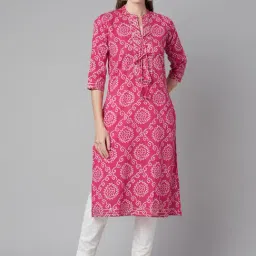 Divena Pink Cotton Printed Straight Kurta-picture-46