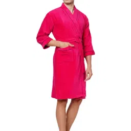 Spaces Exotica Dark Red Cotton Ultra Soft Bath Robe - Large-47
