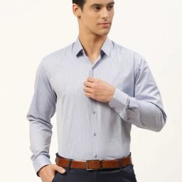Sojanya Blue Cotton Regular Fit Striped Shirt-image-25