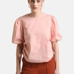 Kazo Peach Embellished Top-image-51