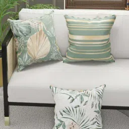 Bianca Suzane Beige & Sage Green Microfibre Cushion Cover - Set of 3-18