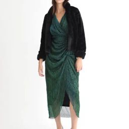 RAREISM Green Blended Embellished Long Sleeves Dress-picture-8