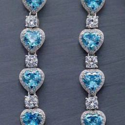 Rihi by P.C. Chandra Jewellers 925 Sterling Silver Heart Shape Blue Stone Drop Earrings-image-58