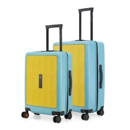 Nasher Miles Zanzibar Yellow & Blue 8 Wheels Medium Hard Cabin Trolley Bag Set of 2-13