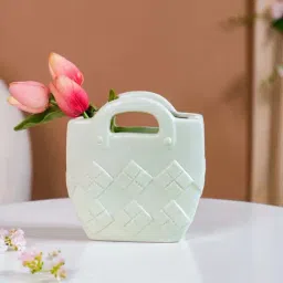 Nestasia Ceramic Mini Bag Design Decorative Flower Vase-image-53