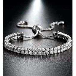 Peora Silver Plated Cubic Zirconia Studded Adjustable Fancy Bracelet-image-21
