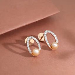 Malabar Gold and Diamonds 18k Rose Gold Diamond Stud Earrings-picture-3