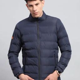 Rock.It Navy Blue Regular Fit Quilted Jacket-image-5