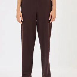 FEMMELLA Brown Cotton Solid Mid Rise Trousers-image-45