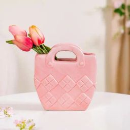 Nestasia Ceramic Mini Bag Design Decorative Flower Vase-image-58