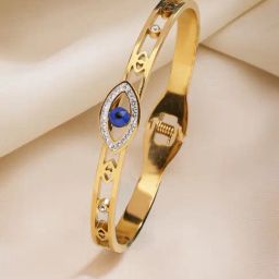 Karatcart Gold-Plated Evil Eye Enamel Bangle-Style Bracelet For Women-20