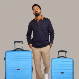 Carriall Groove Blue Striped Hard Trolley Bag Pack of 2 - 65cms & 75cms-image-65