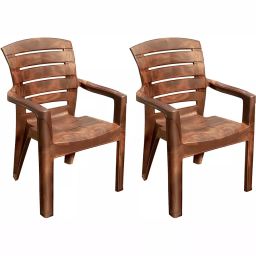 Maharaja Singham 101 Plastic Chair Teakwood (Set of 2)-10