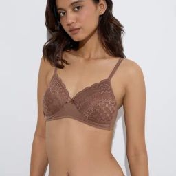 Wunderlove by Westside Brown Floral Lace Lightly Padded Bra-45