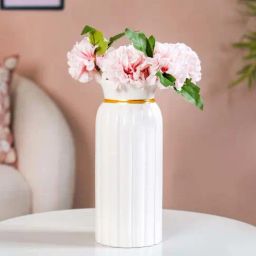 Nestasia Large White Ribbed Design Ceramic Flower Vase-image-60
