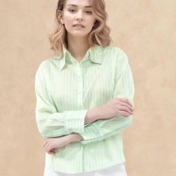 RAREISM Blue Cotton Striped Long Sleeves Top-picture-36