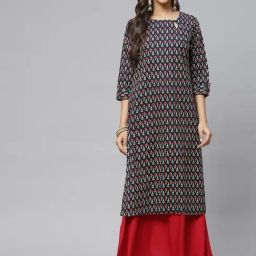 Aarika Blue Cotton Printed Kurti-image-26