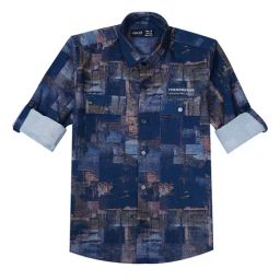 Cavio Boys Navy Printed Full Sleeves Shirt-image-28