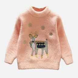 Little Surprise Box Kids Pink Embroidered Full Sleeves Sweater-image-44