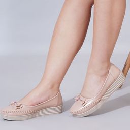 Shoetopia Women Peach Synthetic Slipon Solid Smart Casual Loafers-picture-48
