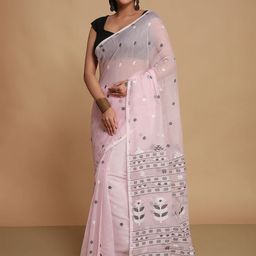 BENGAL HANDLOOM Woven Design Zari Jamdani Saree-58
