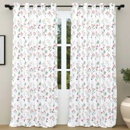 Haus & Kinder Multicolor Cotton Floral Clusters Door Curtains With Eyelet Rings - Set of 2-10