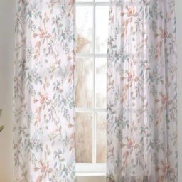 Haus & Kinder Brown & Blue Polyester Botanical Canopy Door Curtains With Eyelet Rings - Set of 2-image-67