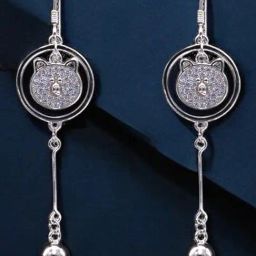 Rihi by P.C. Chandra Jewellers 925 Sterling Silver Charming Cat Drop Earrings-image-9