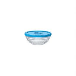 Duralex FreshBox Transparent Tempered Glass Round Bowl with Blue Lid - 310 ml-7