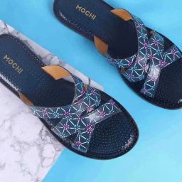 Mochi Women's Blue Cross Strap Sandals-image-13