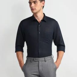 Arrow Navy Linen Regular Fit Shirt-picture-37