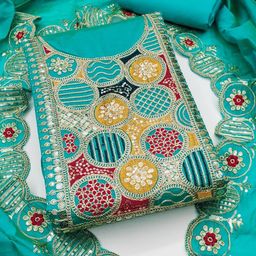 Rangtulika Ethnics Floral Embroidered Sequinned Chanderi Unstitched Dress Material-image-103